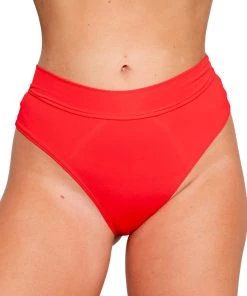 Shark Red Matte Solid Scrunch Back Booty Shorts Womens