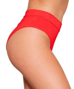 Shark Red Matte Solid Scrunch Back Booty Shorts Womens