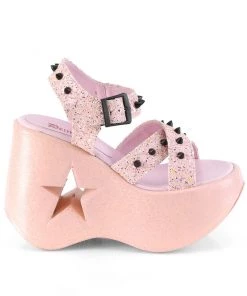 Pleasers Swimwear Demonia Baby Pink Star Platform Wedge Sandals