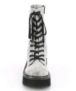 Pleasers Demonia Emily Rhinestone Combat Boots