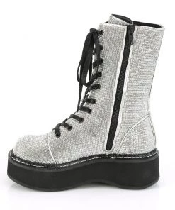 Pleasers Demonia Emily Rhinestone Combat Boots