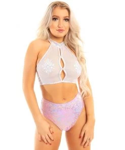 J. Valentine Sheer Keyhole Halter Crop Top 8 J. Valentine Sheer Keyhole Halter Crop Top