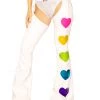 J. Valentine Pants X Joggers White And Rainbow Vinyl Heart Chaps