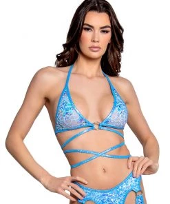 J. Valentine New Aqua Sequin Net Wrap Top