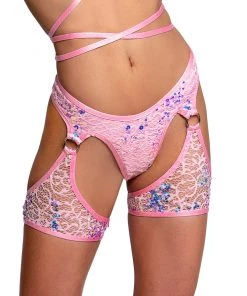 J. Valentine New Pink Blush Sequin Net Chaps