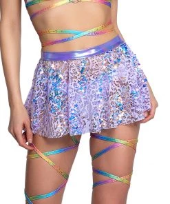 J. Valentine Lilac Sequin Net Tie Skirt