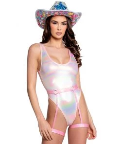 J. Valentine New Baby Pink Holo Foil Bodysuit