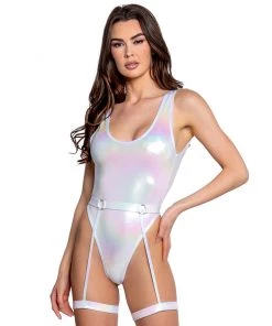 J. Valentine White Holo Foil Bodysuit