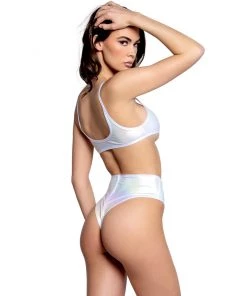 J. Valentine White Holo High-Rise Thong