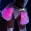 J. Valentine Confetti LED White Fur Belted Skirt New