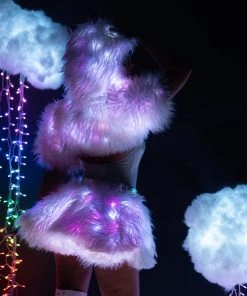 J. Valentine New White/Pink LED White Fur Belted Skirt 8 J. Valentine New White/Pink LED White Fur Belted Skirt