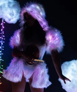 J. Valentine New White/Pink LED White Fur Belted Skirt 9 J. Valentine New White/Pink LED White Fur Belted Skirt