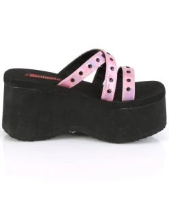 Pleasers Demonia Holographic Pink Platform Sandal