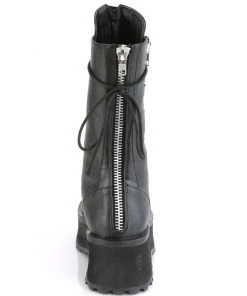 Pleasers Mens Demonia Black Lace-Up Mid Calf Boot With Chrome Toe