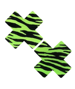 Neva Nude Neon Green Zebra UV Reactive Pasties New