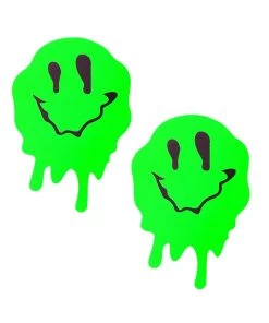 Neva Nude Drip Smiley Neon Green UV Reactive Pasties