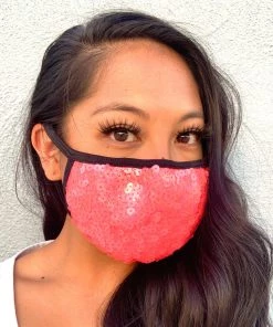 Elizabeth Accessories Coral Sequin Face Mask