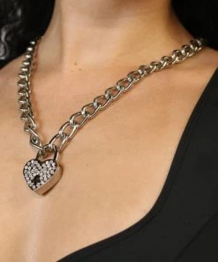 Funk Plus Womens Rhinestone Heart Luv Pendant