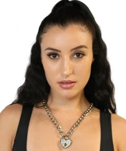 Funk Plus Womens Rhinestone Heart Luv Pendant