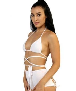 Shark White Solid Rave Bikini Wrap Top Rave Tops