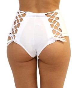 Shark White Lace Back High Waist Bottoms Womens