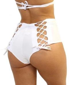 Shark White Lace Back High Waist Bottoms Womens