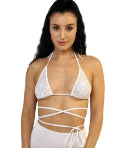 Shark Womens White Sheer Bikini Wrap Top