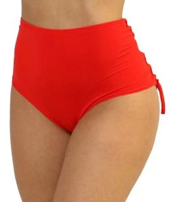 Shark Red Lace Back High Waist Bottoms