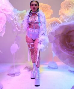 Be Wicked Lady Love Sheer Short Robe With Boa Feather Trim