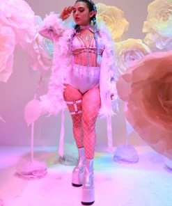 Be Wicked Lady Love Sheer Short Robe With Boa Feather Trim