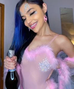 Roma Baby Pink Sheer Marabou Teddy Womens