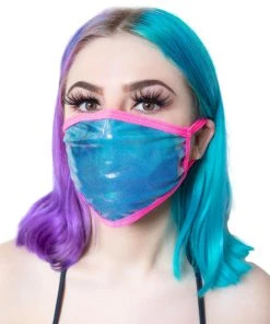 Neva Nude Holographic Oil Slick UV Pink Face Mask Accessories