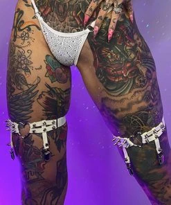 AE New 2pc Heart Spiked Faux Leather Leg Garters