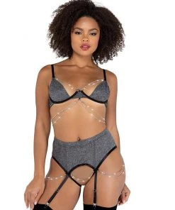 Roma New Dazzle Me 2PC Crotchless Lingerie Set