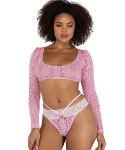 Roma Cozy Baddie Pink 2pc Lingerie Set