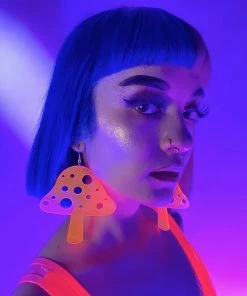 AE Trippin' On Mushrooms Neon Blacklight PVC Earrings