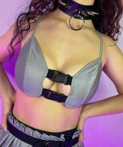 OhYes Fashion New Flashback To Never Buckled Reflective Crop Top