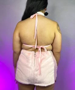 OhYes Fashion New Pet Me Fuzzy Mesh Stripe Mini Skirt