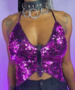 Western Fashion Butterfly Kween Sequin Top New