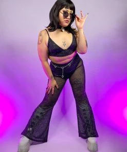 OhYes Fashion New Urban Nights Sparkle Mesh Flare Bottoms