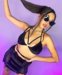 OhYes Fashion Pet Me Fuzzy Caged Wrap Top New