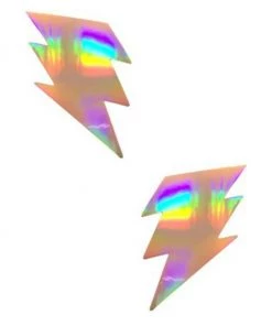 Neva Nude Accessories Bright Holographic Silver Lighting Bolt Pasties