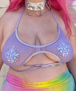 J. Valentine Mesh Tricot Underboob Wrap Top