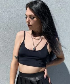 Shark Black Basic Spaghetti Tank Top