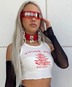 AE Womens TY ENJOY White Crop Top