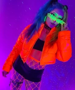 AE Tangerine Latex Puffer Jacket New