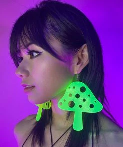 AE Trippin' On Mushrooms Neon Blacklight PVC Earrings