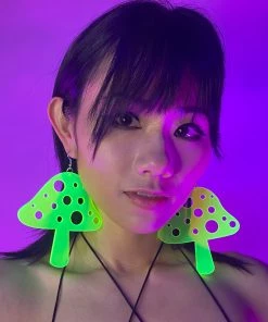 AE Trippin' On Mushrooms Neon Blacklight PVC Earrings