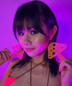 AE Trippin' On Mushrooms Neon Blacklight PVC Earrings