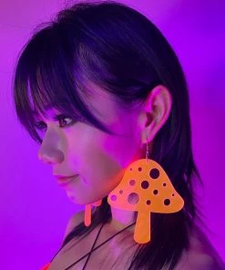AE Trippin' On Mushrooms Neon Blacklight PVC Earrings